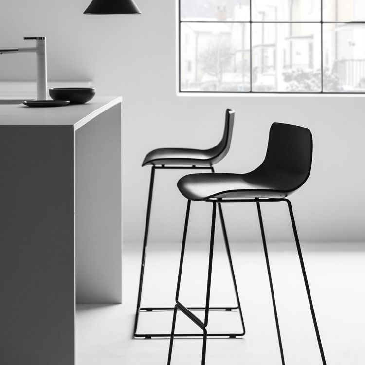 Modern Style Plastic Armless Stools Low Back Counter Stools with Metal Base