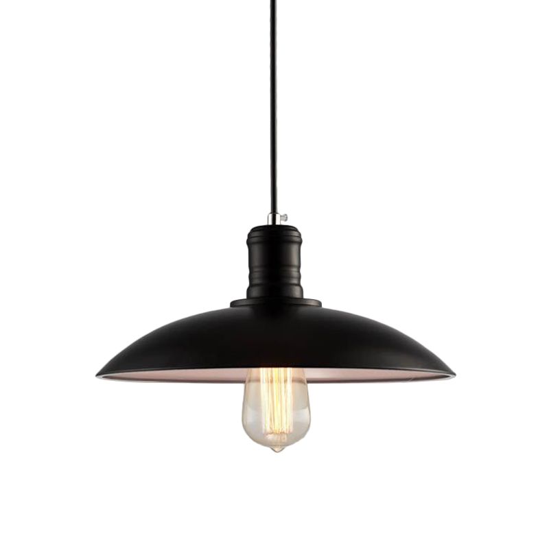 Lampada a sospensione per ciotola di ciotola bassa metallica Vintage Bulb Bulb Soggiorno Ampicca la luce in bianco/bianco