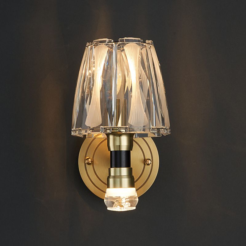 Copper Gold Wall Donce en estilo artístico moderno Truncado Cono Crystal Wall Light para sala de estar
