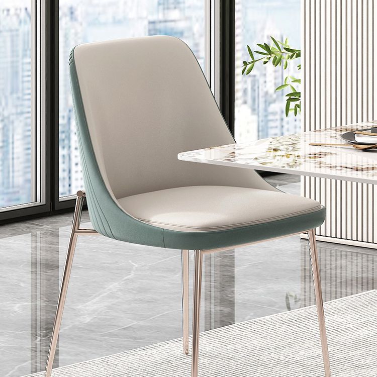 Nordic Style Green Side Chair Gold Base Side Dining Chair for Home Use