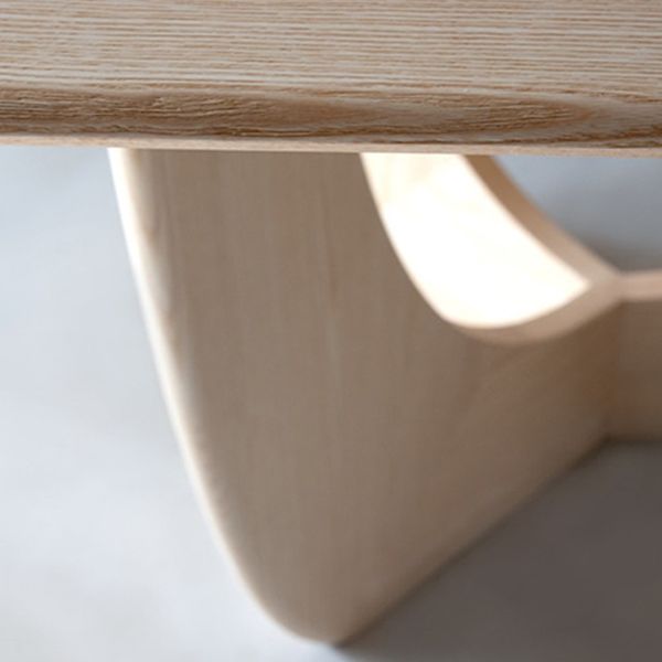 Table moderne en bois de pin pour table à manger de restaurant avec base à double piédestal