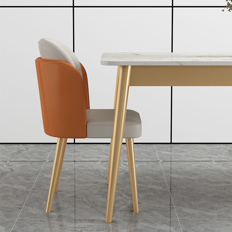 Modern Style Sintered Stone Standard Dining Set White Kitchen Dining Set with 4 Legs Base