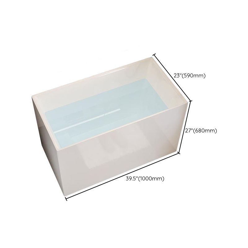 White Acrylic Bathtub Freestanding Soaking Rectangular Modern Bath