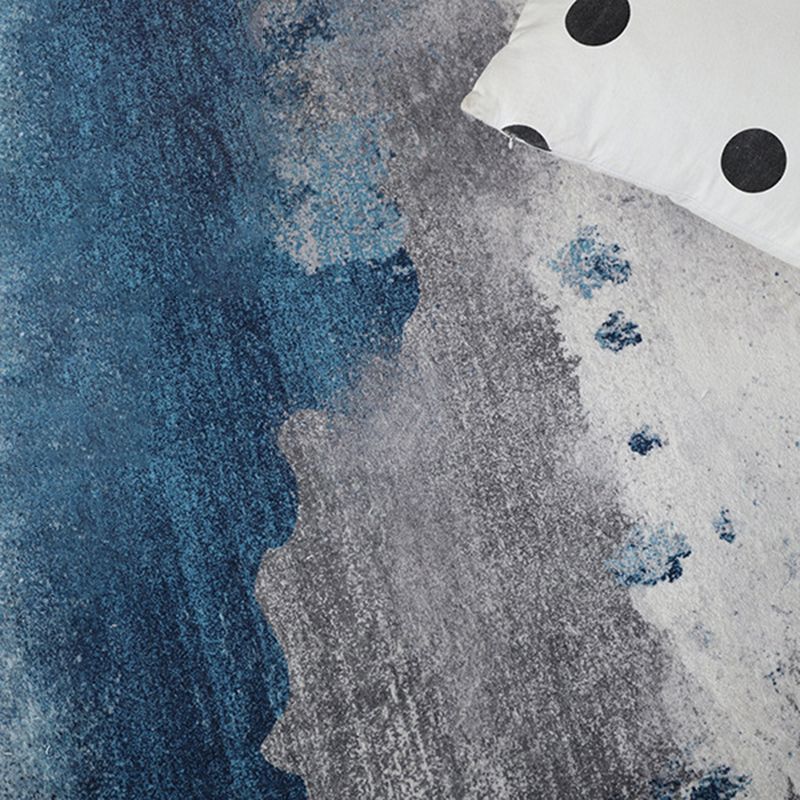 Gray Modern Rug Polyester Abstract Pattern Area Rug Washable Rug for Home Decor