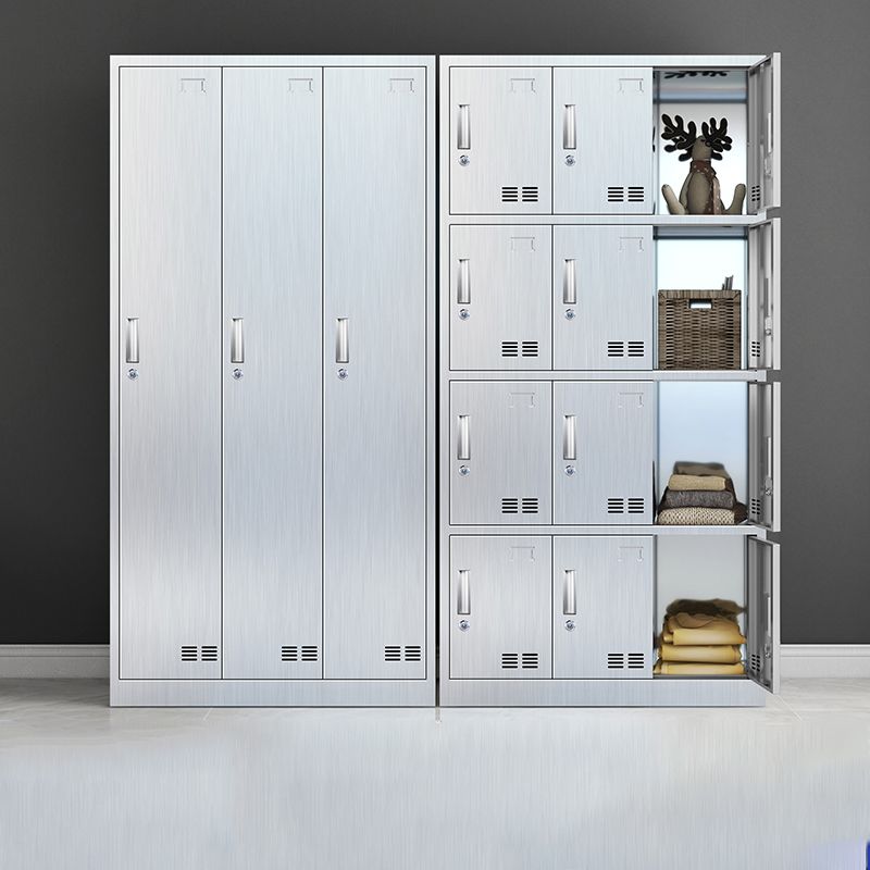 Modern Chrome Storage Cabinet for Bathroom Metal Cabinet with Hinged Doors