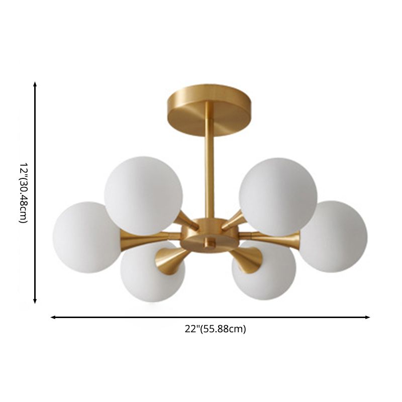 Post-moderne Starburst Chandelier suspendu au plafond en verre clair Plafond Chandelier en or pour le salon