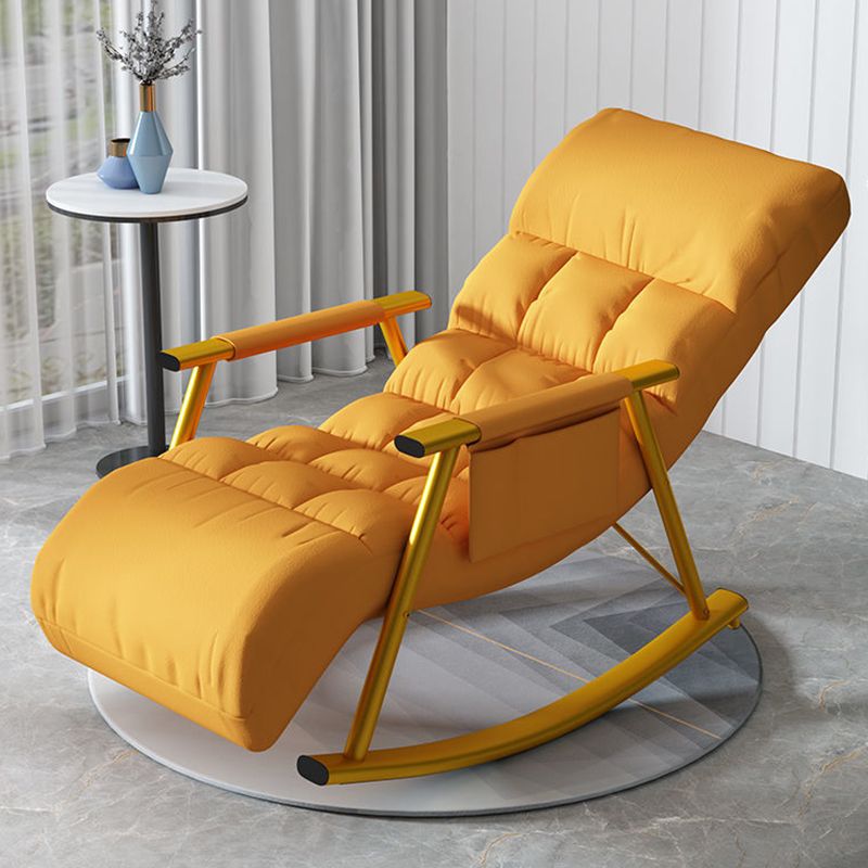 Modern Recliner Chair Solid Color Tufted Rocking Chair With Gray Frame