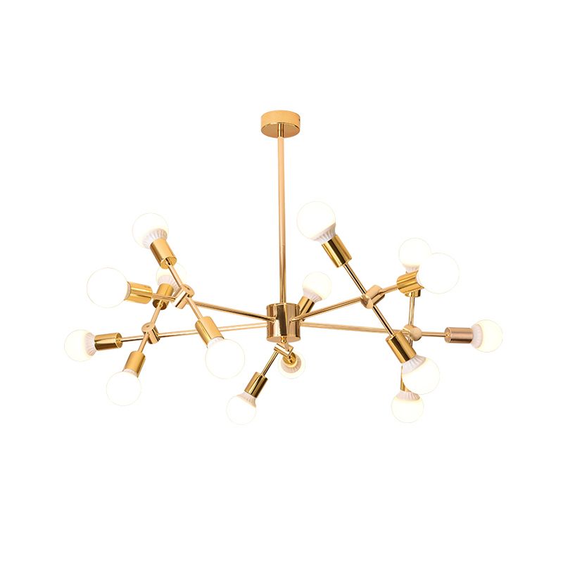 Gouden sputnik hangend plafondlicht modern Noordse 15 lichten Iron kroonluchter hanglamp voor woonkamer