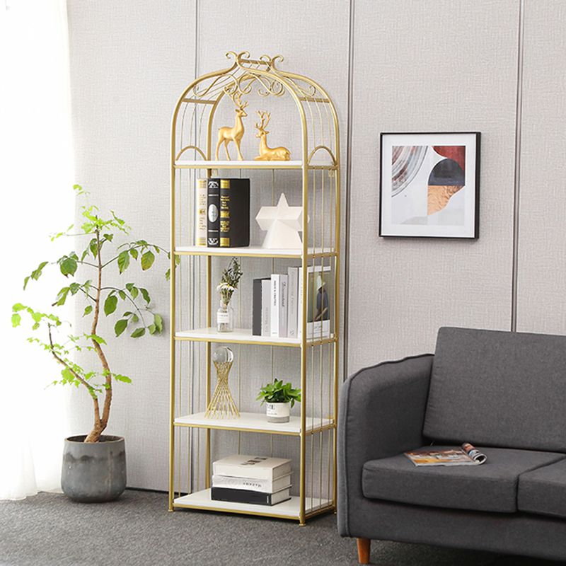 Glam Style Gold Bookshelf Metal Open Shelf Bookcase for Home