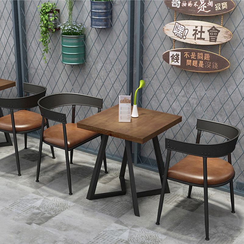 Industrial Style Rectangle Shape Dinette Set Solid Wood Top Dining Table Furniture for Dining Room