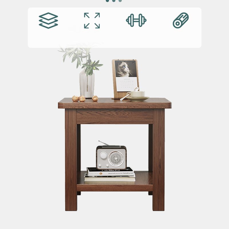 Modern 4 Legs Corner Table Solid Wood Sofa Side End Table with Storage