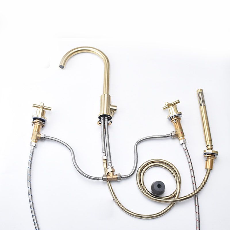 Industrial Roman Tub Faucet Trim High Arc Deck Mount Copper Bathtub Faucet