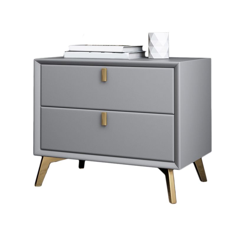 2 Drawers Accent Table Nightstand Contemporary Night Table for Home