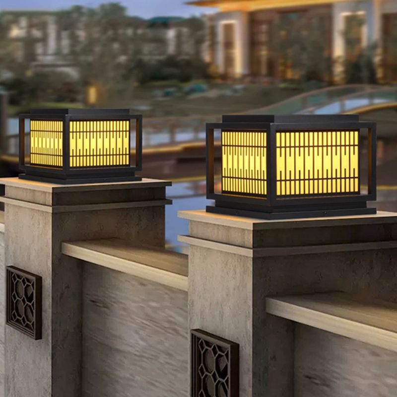 Square Shape Pillar Lamp Modern Outdoor Waterproof Light for Courtyard