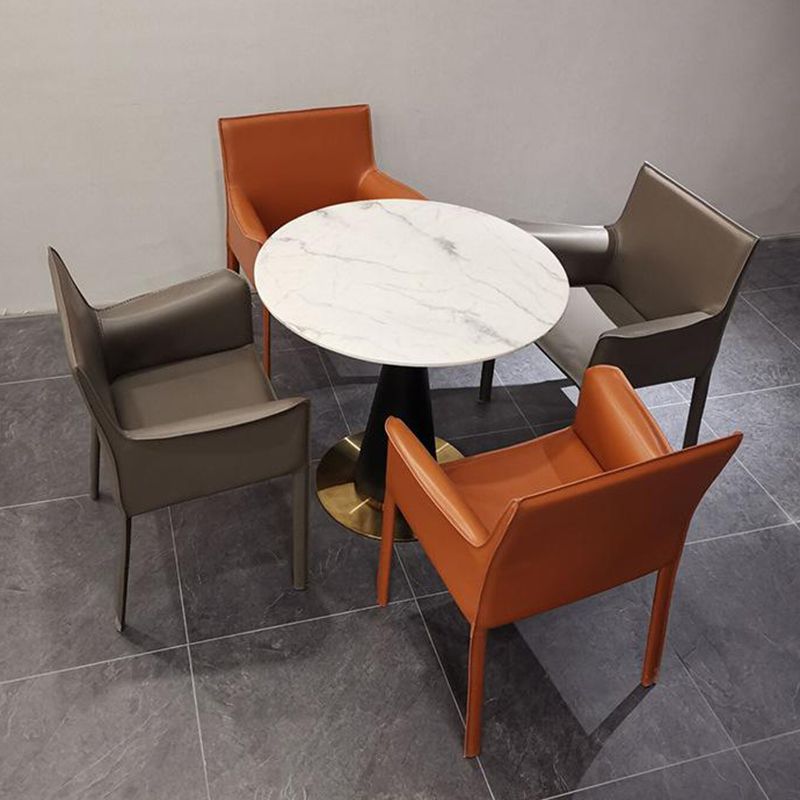 Upholstered Dining Room Chair Modern Style Faux Leather Arm Chair