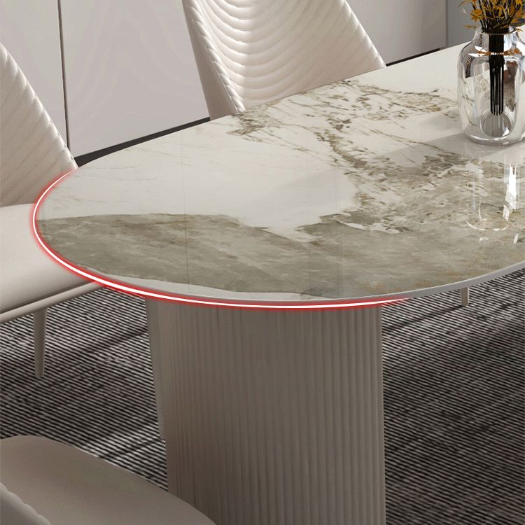 Modern Freeform Dining Table Sintered Stone Table with Double Pedestal