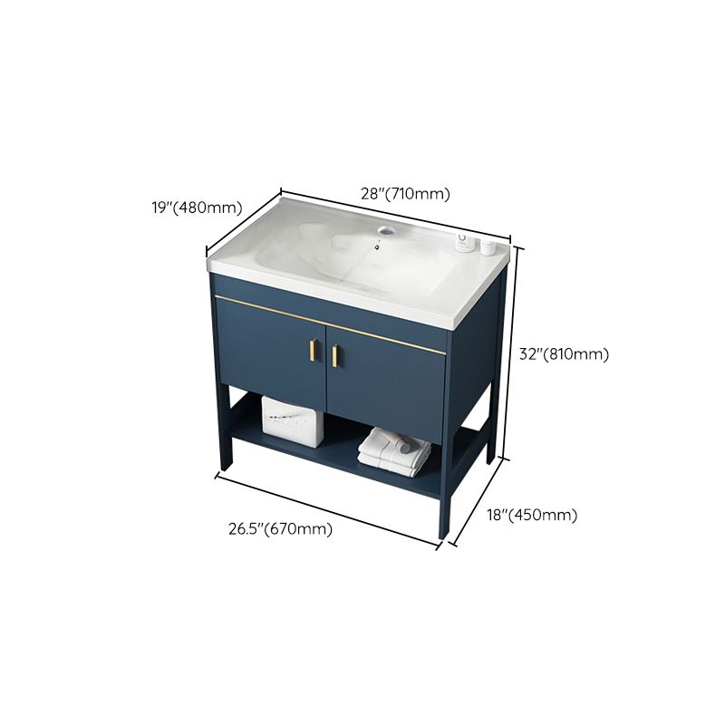 Contemporary Vanity Sink Mirror Cabinet Metal Vanity Cabinet with Storage Shelving