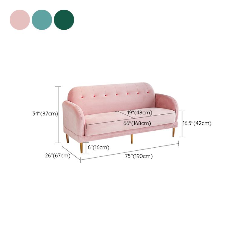 Contemporary 34.25" H Solid Color Velvet Square Arm Sofa for Living Room