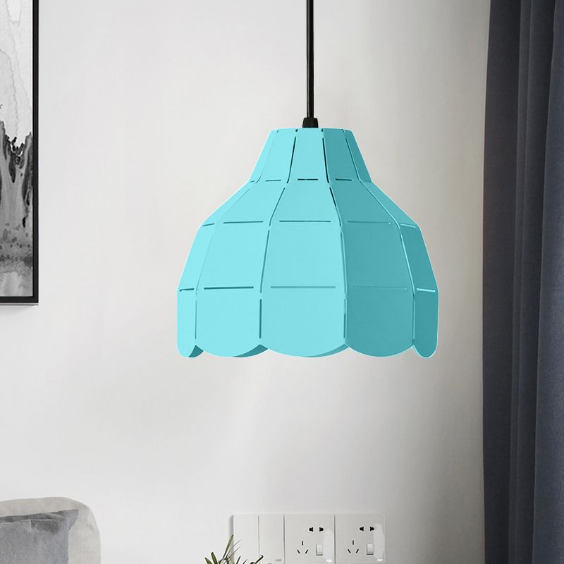 Luz colgante de cúpula de chuleta Macaron metálico 1 Rosa claro/amarillo/Blue Light para sala de estar