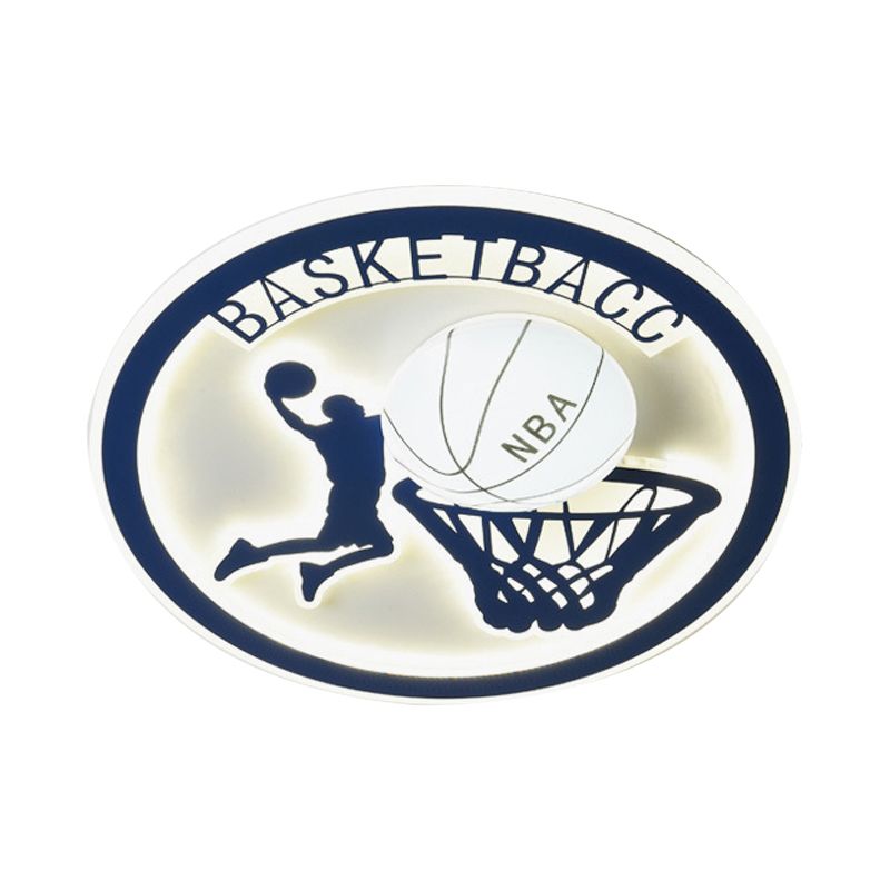 Basketball Shot Plafonnier Enfants Orange/Blanc Verre Enfants Chambre LED Plafonnier