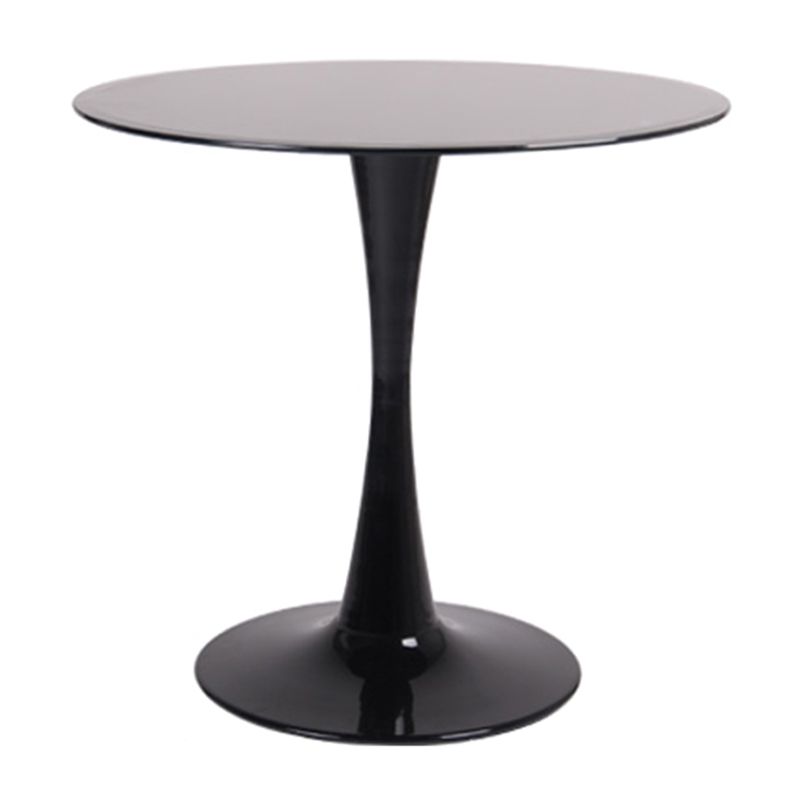 Contemporary Style Home Tempered Glass Dining Table Round Shape Table with Pedestal Base