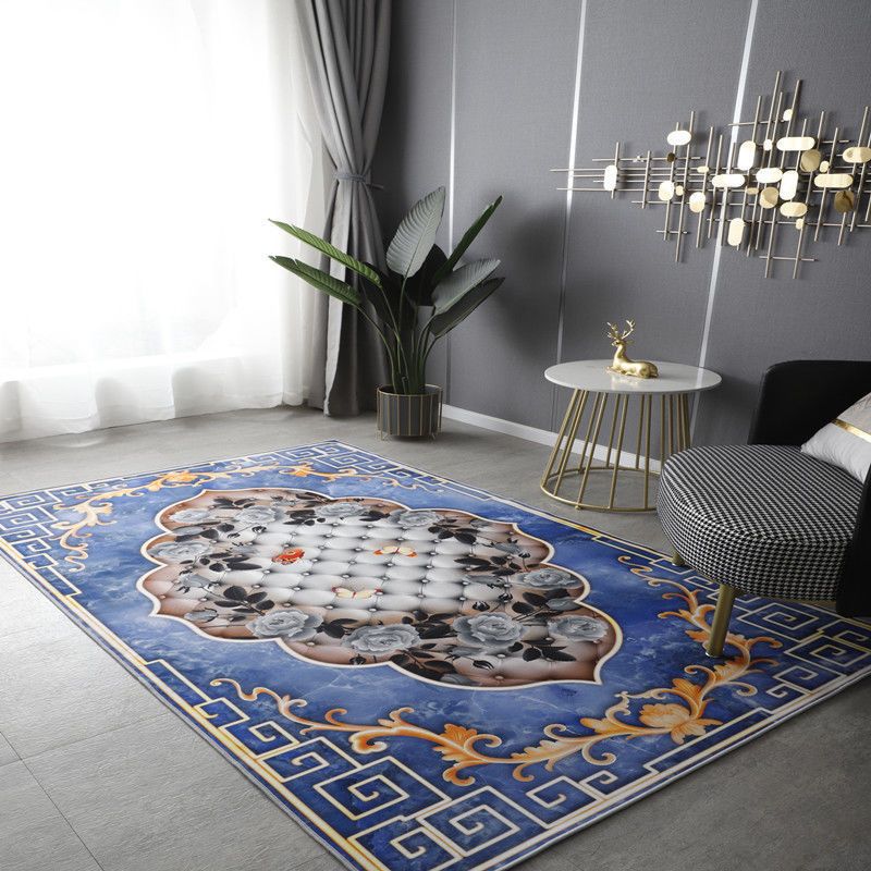 luxury European Style Rug Marble Surface Print Carpet Anti-Slip Backing Rug for Home Decor