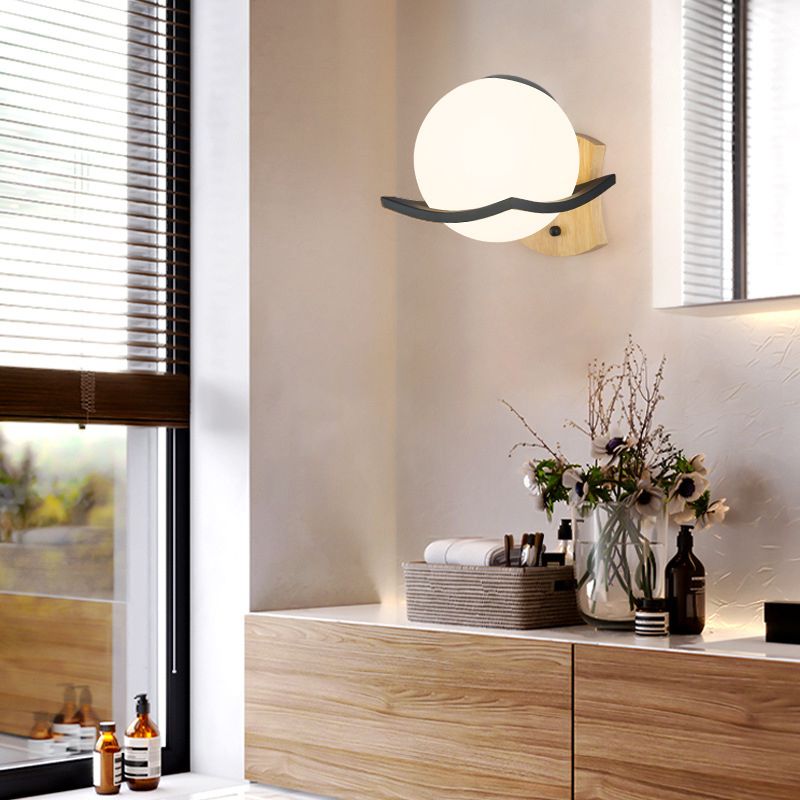 1 Lichtmilch weiße Glaskugel Wandlampe Nordischer Stil Einfachheit Nacht Beleuchtung für Schlafzimmer