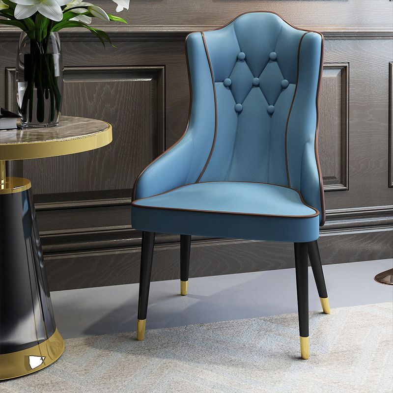 Tufted Parsons Chair Industrial Kitchen Dining Chairs with Metal Legs