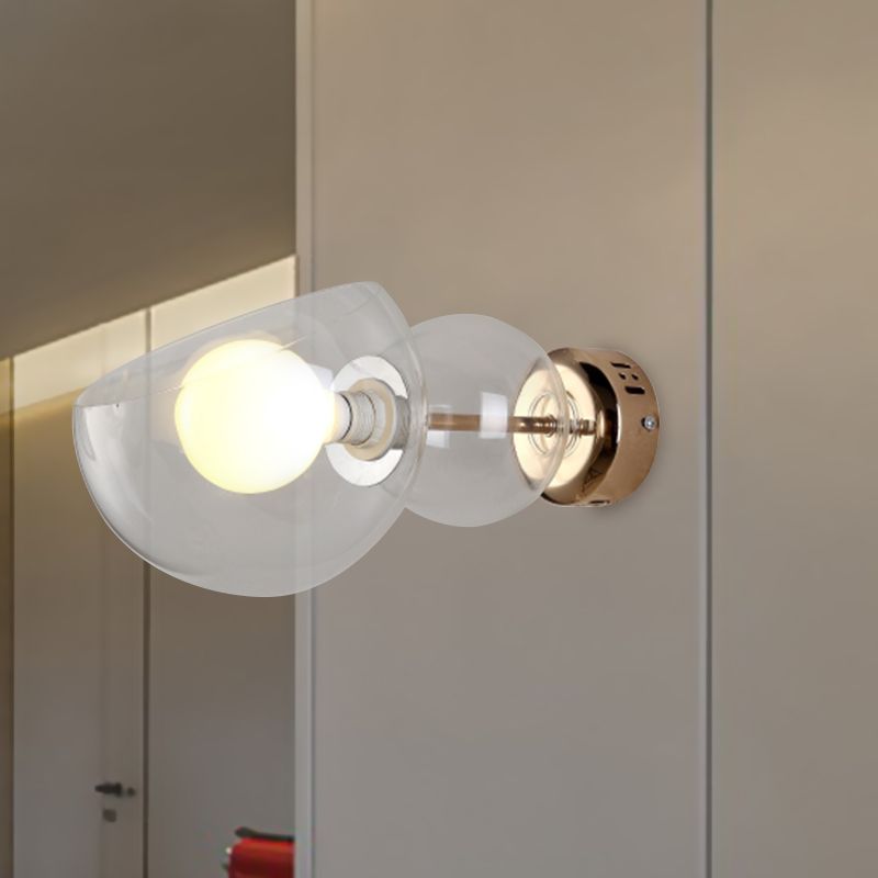 1 lampe murale de la tête de la tête de la tête Postmoderne en laiton Murce Light avec une nuance en verre transparent / ambre