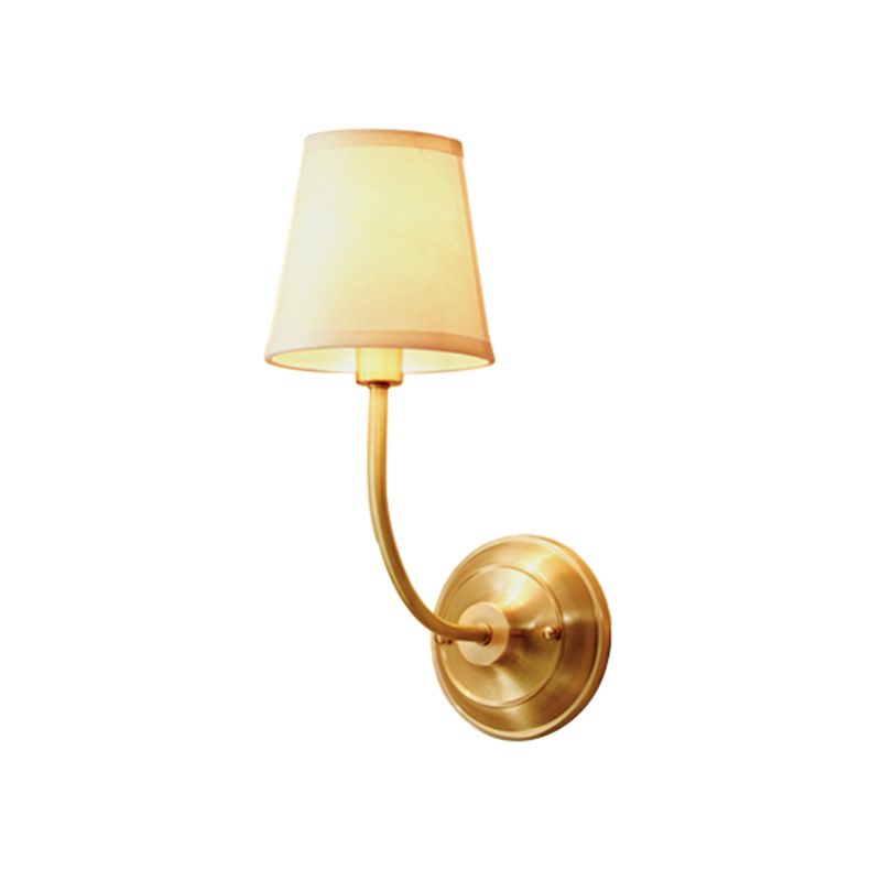 Conic Wall Lamp Fixture Simplicity Fabric 1-Light Foyer Wall Lighting Ideas in Gold