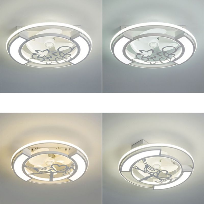 Metal Geometric Fan Light Nordic White LED Flush Mount Light for Bedroom