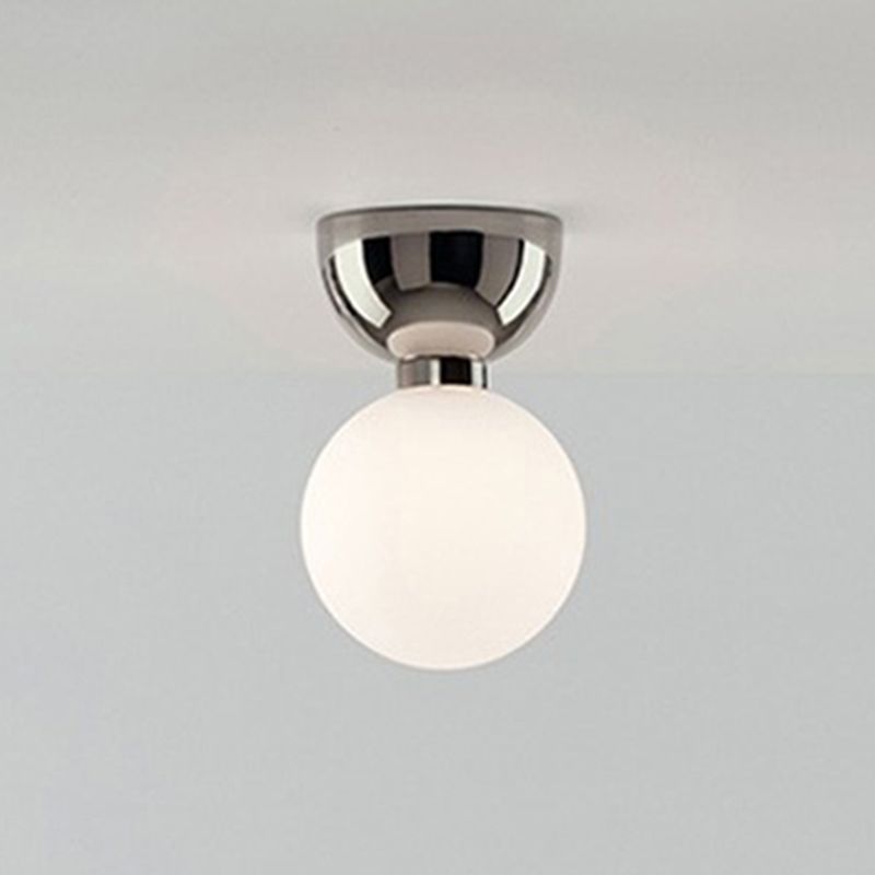 Ball Shape Ceiling Lamp Modern Simple Style Iron 1 Light Flush Mount with Glass Lampshade for Aisle
