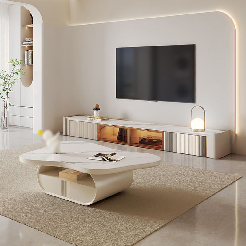 Modern Coffee Table Free Form Single Coffee Table with Storage Drawers
