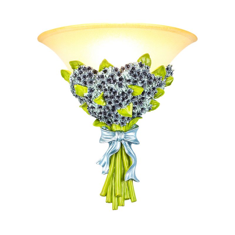 Single a parete a filo sconce contemporaneo gypsophila resina lampada montata in verde in verde