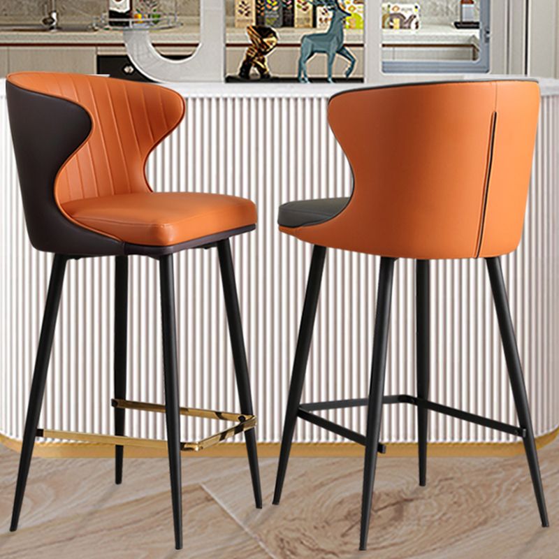 Modern Style Faux Leather Barstool Low Back Counter Bar Stool for Kitchen