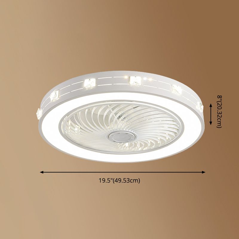 Schlafzimmer Lüfterleuchte Nordic White Semi Flush Deckenlampe mit Trommelmetallschatten