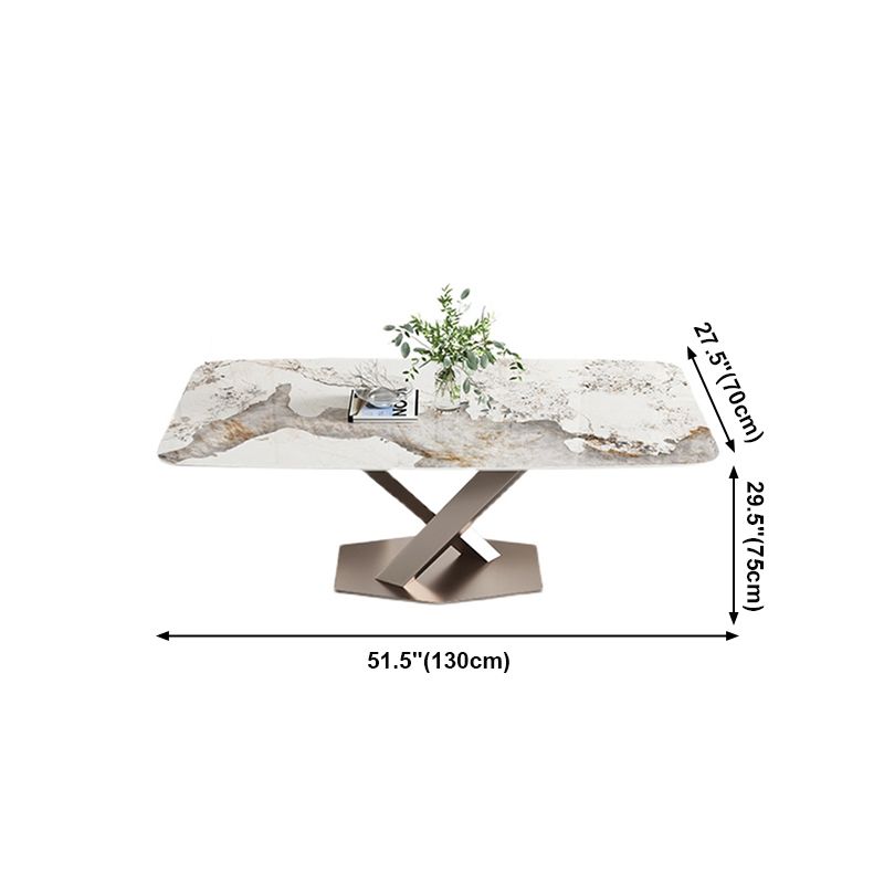 Mesa de comedor de lujo tradicional mesa de rectángulo de pedestal único para el hogar