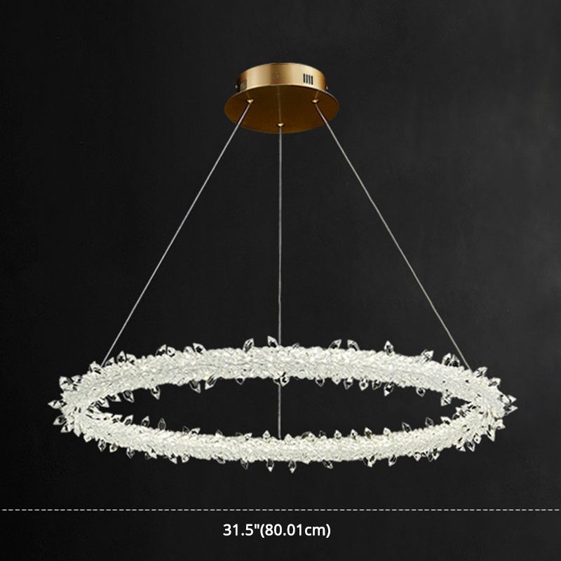 Suspension à LED circulaire moderne minimaliste en cristal clair salon de plafond suspendu