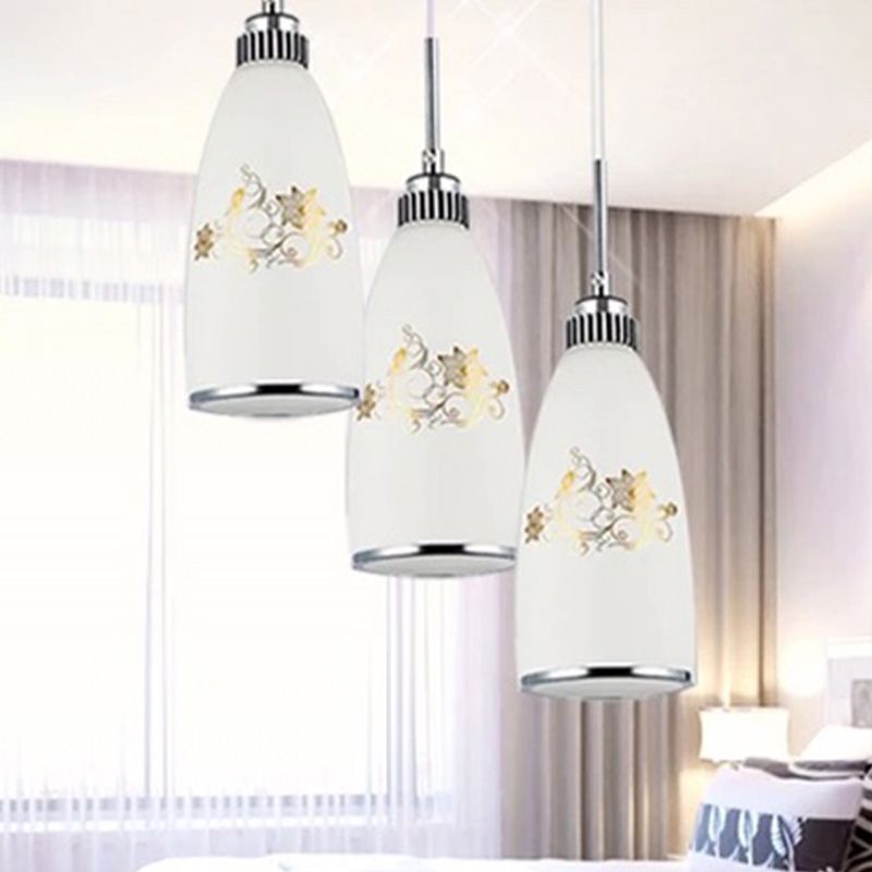 Minimaliste 3 lumières Pendante Bell Glass Shade Suspension Lampe pour salle à manger