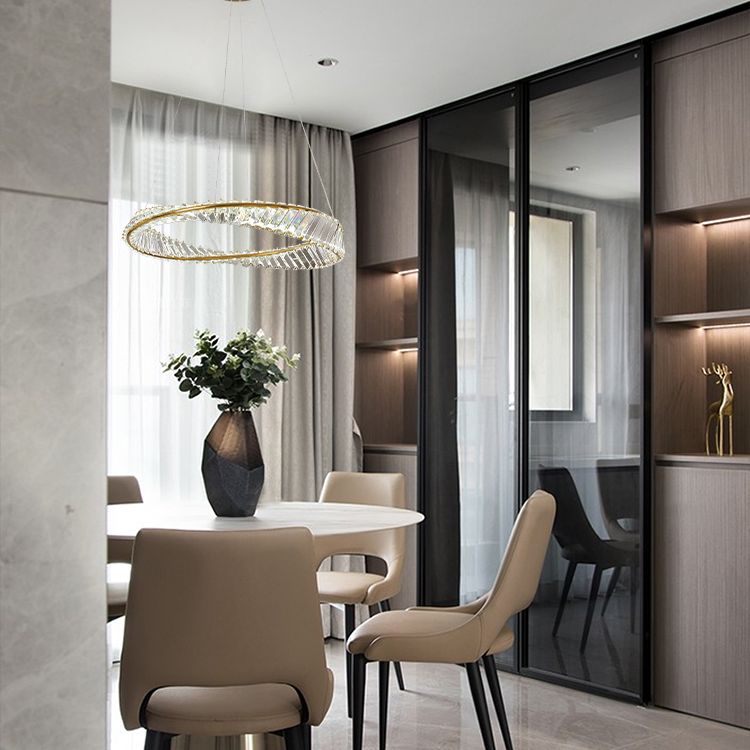 Anello di illuminazione del soffitto in stile contemporaneo Crystal in dispositivo a soffitto a LED d'oro