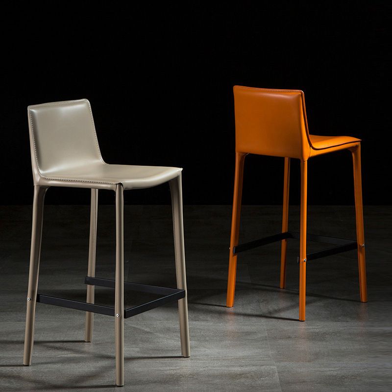 Contemporary Metal Counter Height Stools Low Back Stool for Bar