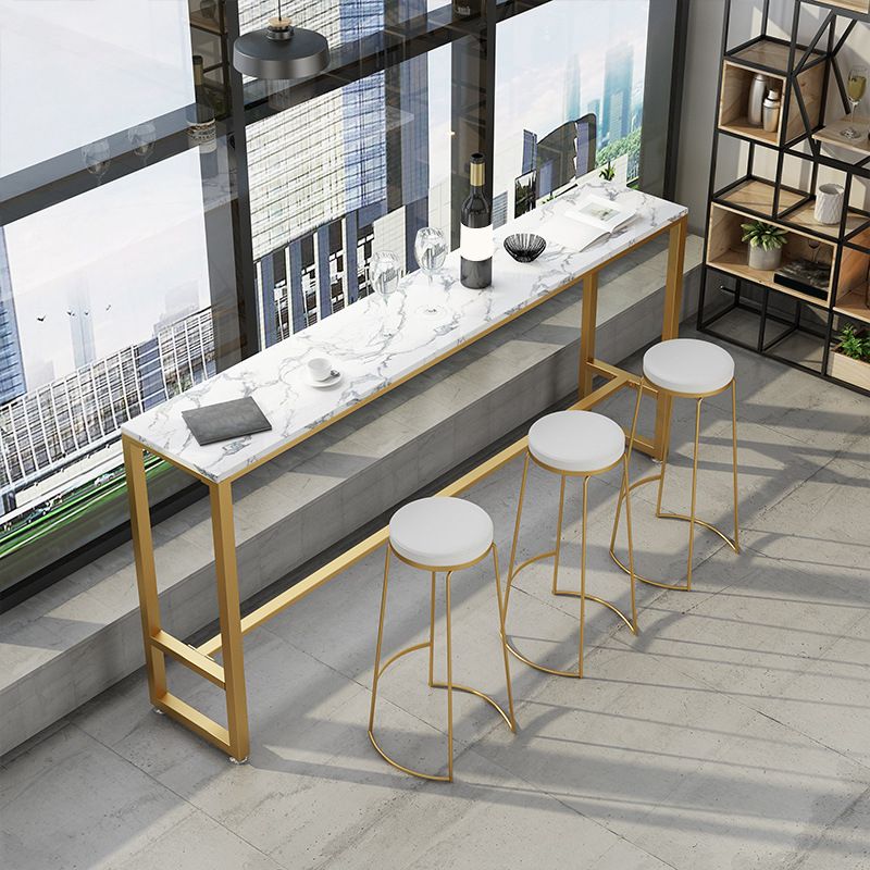 Glam Pub Table Bar Height Faux Marble Rectangle Bar Table for Indoor