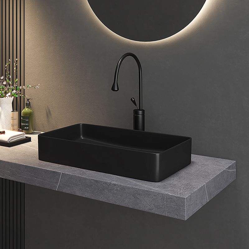 Contemporary Bathroom Sink Porcelain Rectangular Vessel Bathroom Sink