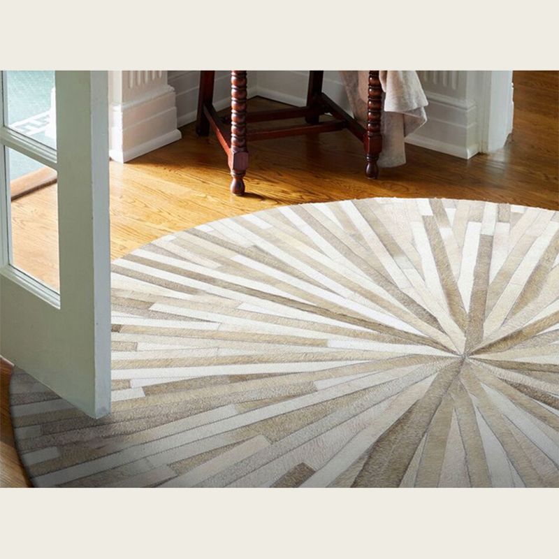 Fancy Pink Geometric Pattern Area Rug Cowhide Area Carpet Anti-Slip Washable Rug for Living Room