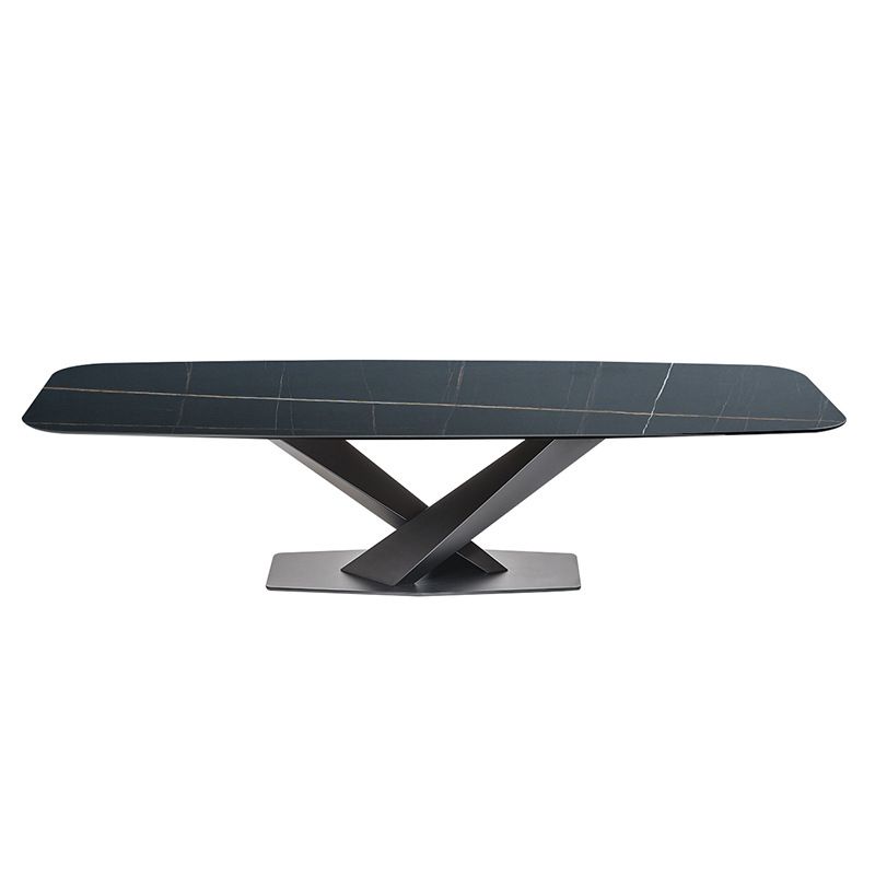 Industrial Dining Room Table Rectangle Stone Dinette Table for Dining Room