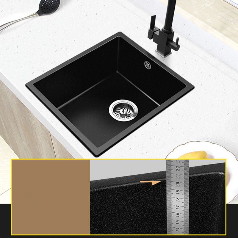 Black Undermount Kitchen Sink Single Bowl Quartz Sink with Faucet