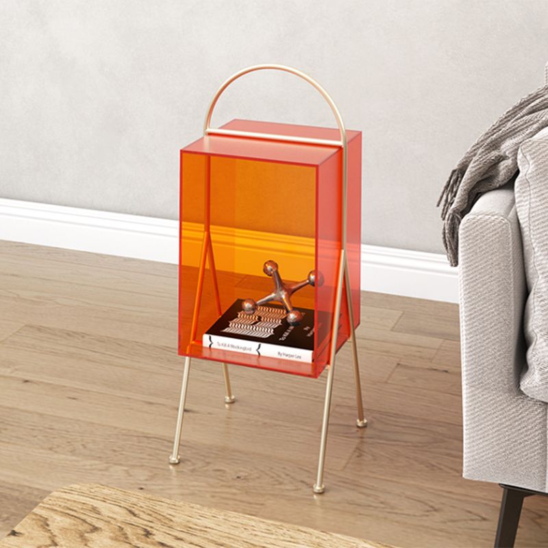 Contemporary Accent Side Table Plastic 4 Legs with Storage Living Room