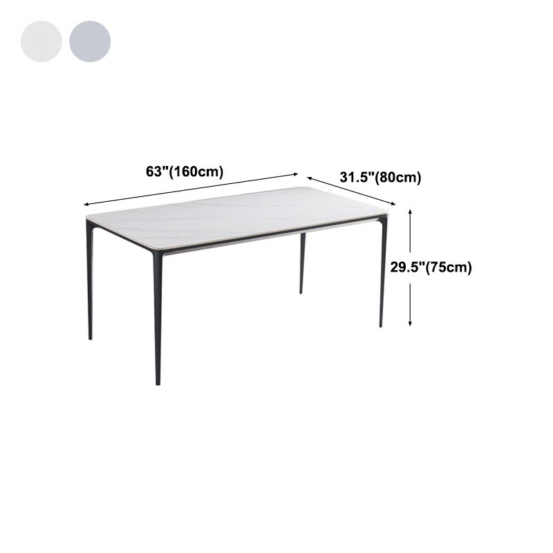Metal Contemporary Rectangular Dining Table with 4 Legs Sintered Stone Table for Home
