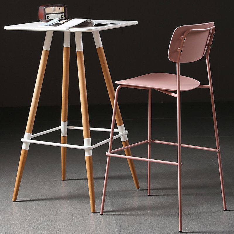 Modern Plastic Bar-stool Square Seat Counter Bar Stool with Metal Legs