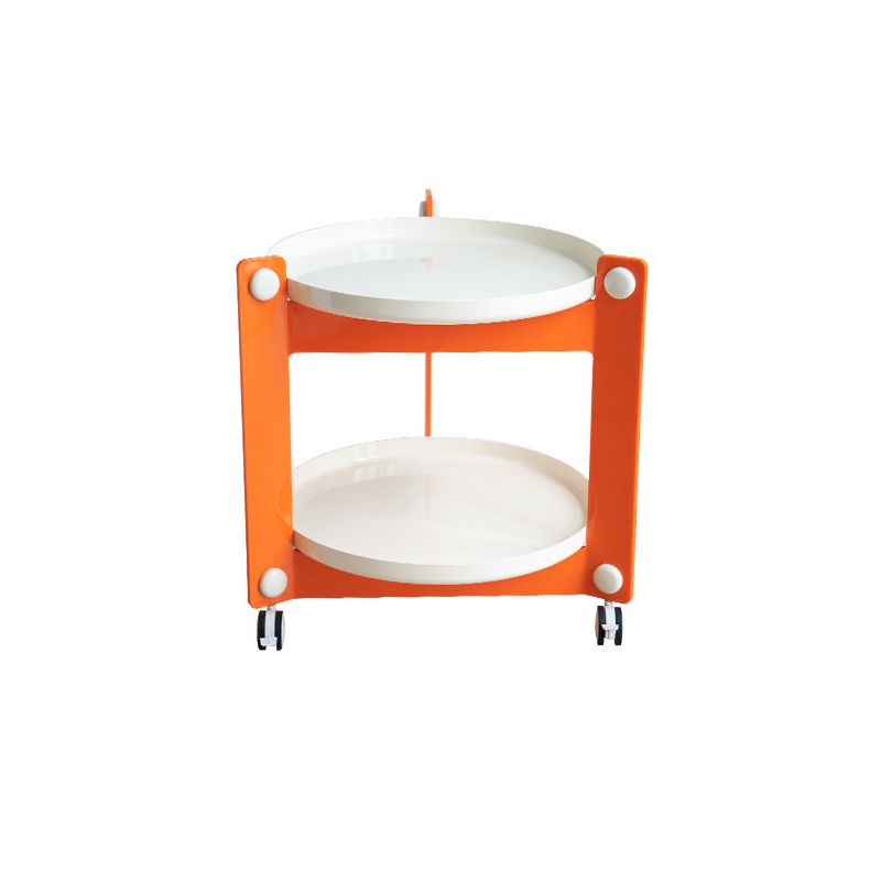 Modern Acrylic Round Side Table with Casters Tray Top 2 - Tier End Table Set